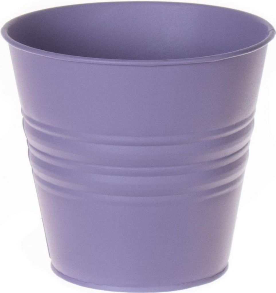 INNA-Glas Runder Zinktopf MICOLATO mit Rillen, Flieder, 12 cm, Ø 13,5 cm - Zink Übertopf/Deko Topf