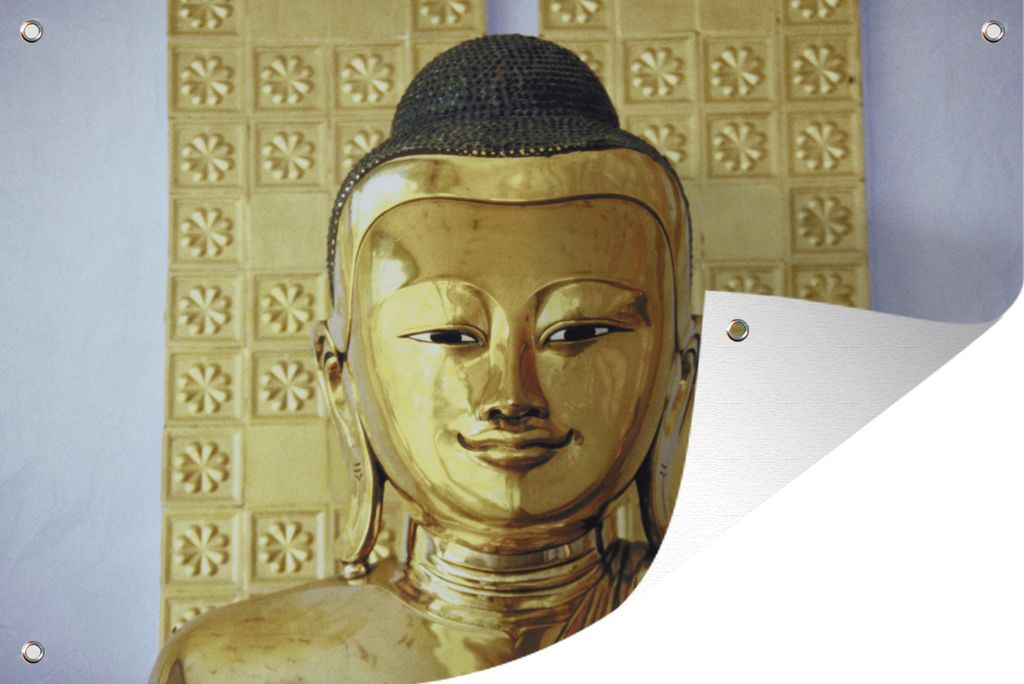 Gartenposter - Goldene Buddha-Statue - 90x60 cm