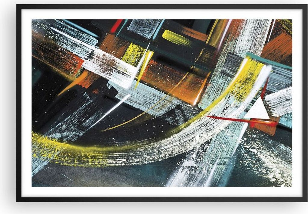 Gerahmtes Poster - Schwarzer Rahmen - Abstraktion Graffiti Bunt - 91,5x61 cm - Wand Bild - Wanddeko - Wandbilder - Wandposter - Bilderrahmen - Bild...