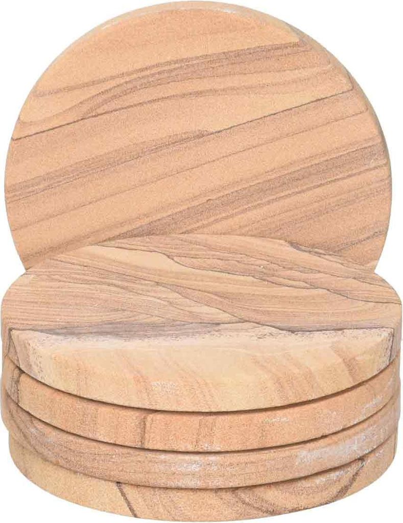 4-teiliges Untersetzer-Set aus Sandstein, komplett natürliches Material zum Schutz des Tisches