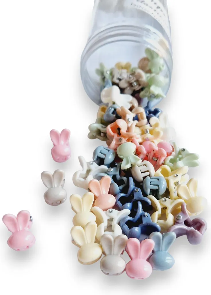 Set di fermagli per capelli, fermagli per capelli, granchi, rane, 50 pezzi, conigli