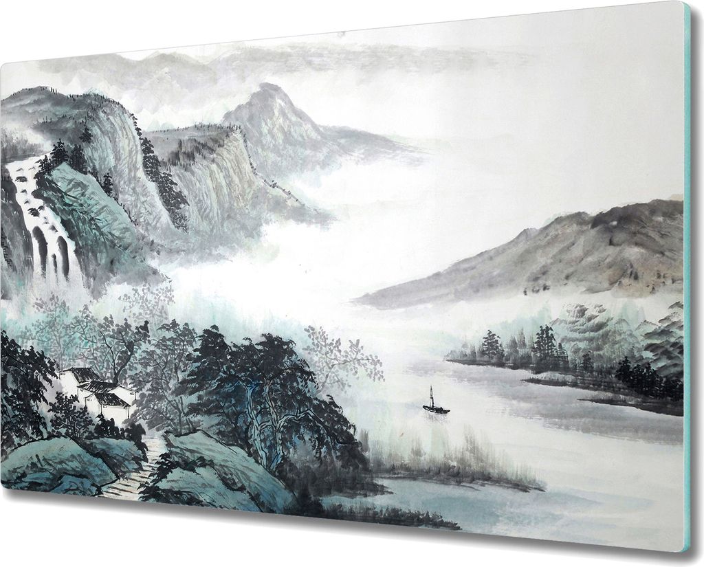 Glas-Herdabdeckplatte Glaskeramikkochfeld-Abdeckung Spritzschutz - 80x52 cm - Blumen Vintage Wiese