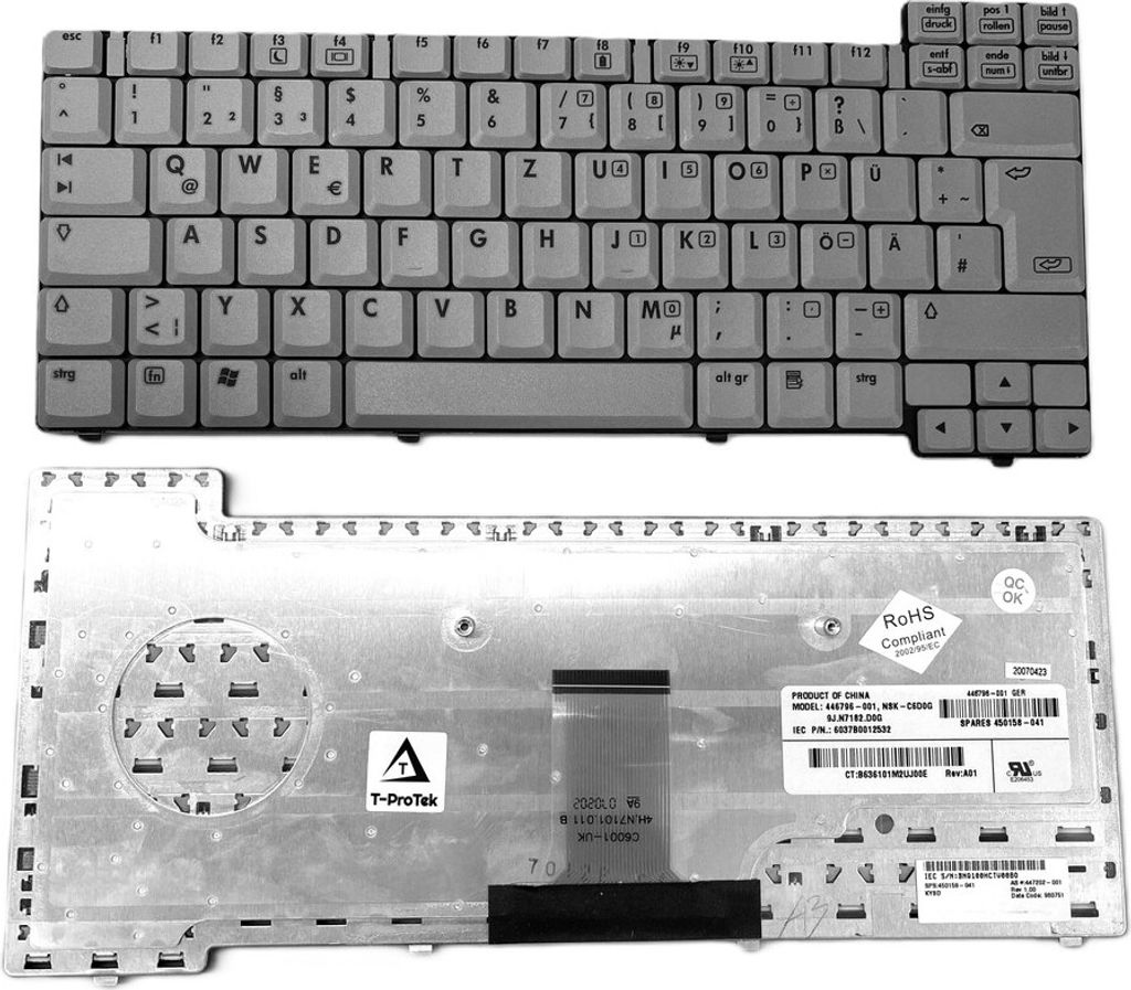 DEUTSCHE - Tastatur Keyboard Grau Kompatibel für HP Compaq NC6130 nc6110 nc6120