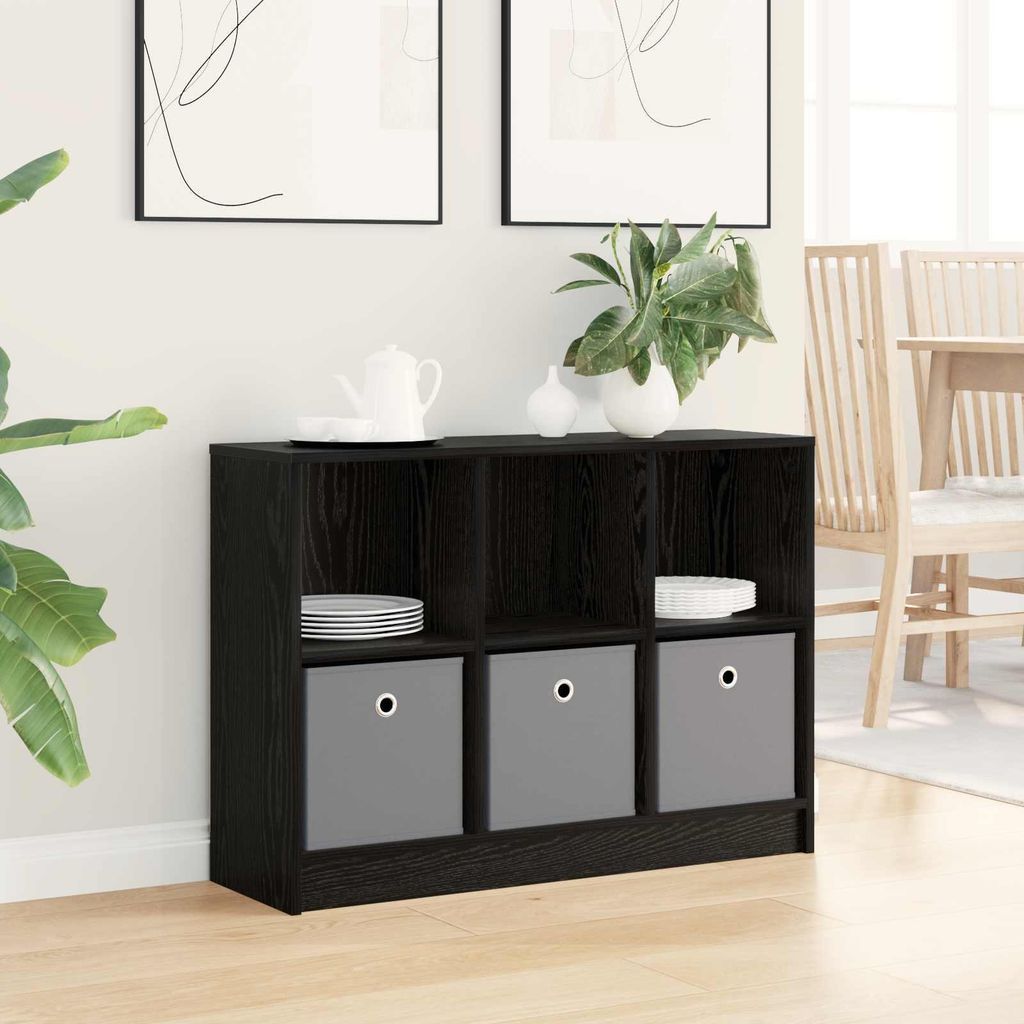 Maison Exclusive - Sideboard Schwarz Eichen-Optik 88,5 x 27,5 x 63,5 cm
