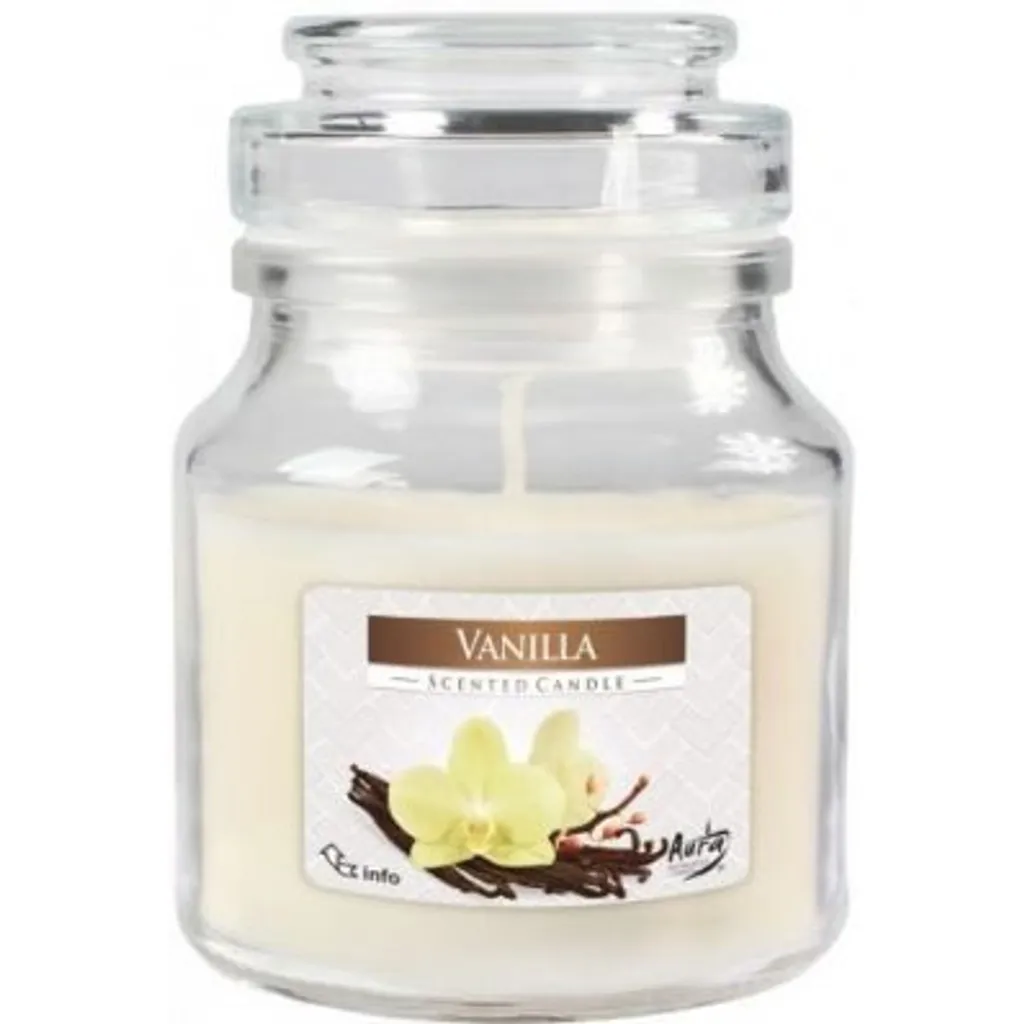 Bougie d'ambiance vanille en pot de verre hermétique longue durée