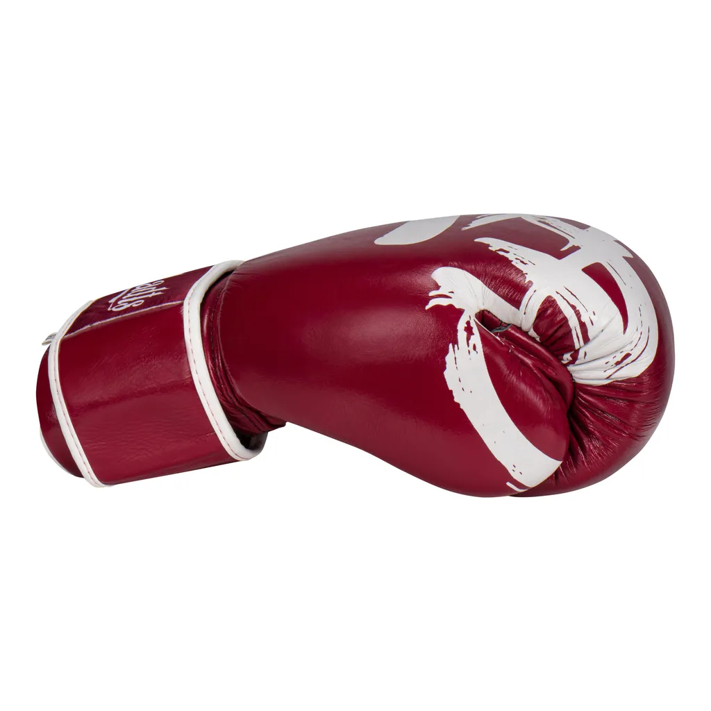 Gladts Gladion Gants de Boxe 12 oz en Cuir Véritable Bordeaux et Blanc