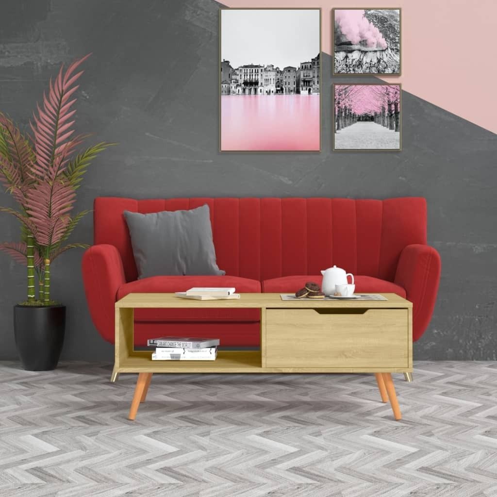 "2026 Promotion" Couchtisch Wohnzimmer - Kaffeetisch - Sonoma-Eiche 100x49,5x43 cm Holzwerkstoff - Sofatisch CC13167