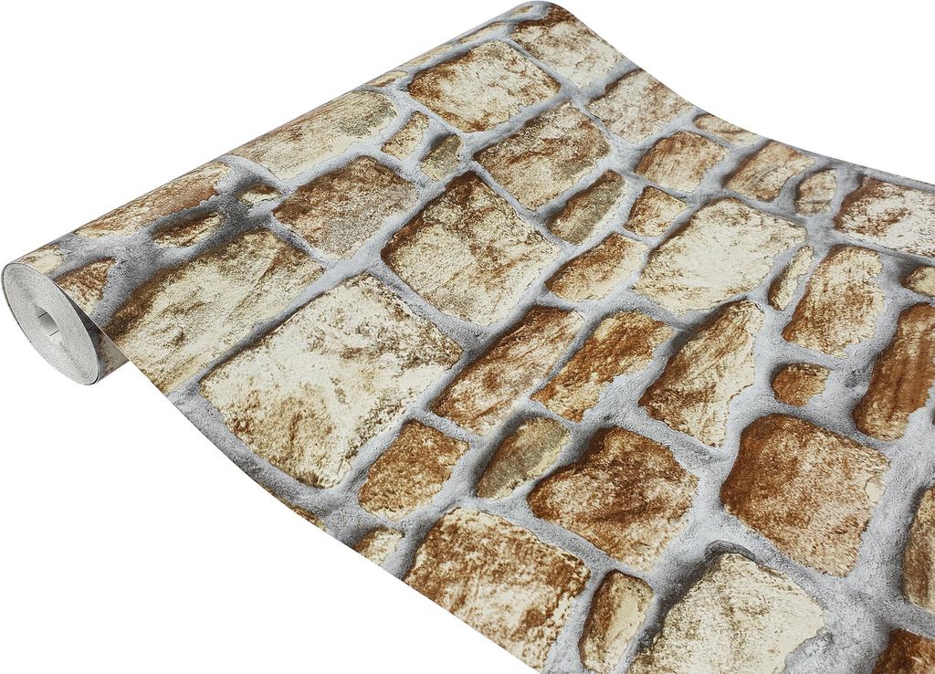 Klebefolie Möbel 67x990 cm - Beige Ziegel - Selbstklebende Möbelfolie in Deko-Stil - Folie für Möbel ideal zum Renovieren von Schränken und Ar...