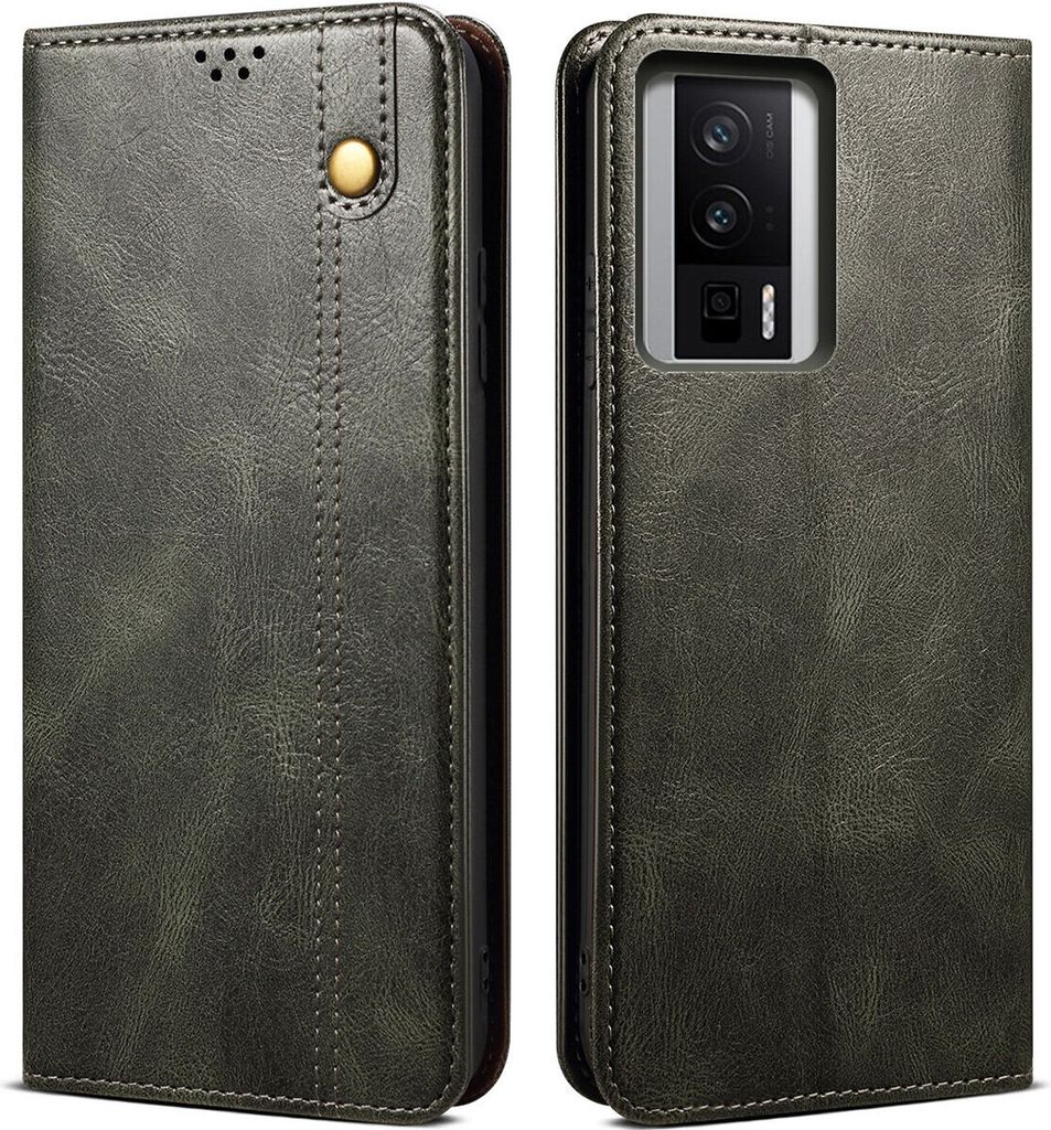 Xiaomi Poco F5 Pro Hülle, Leder Flip Brieftasche Schutzhülle mit Standfunktion für Xiaomi Poco F5 Pro / Redmi K60 / K60 Pro Grün