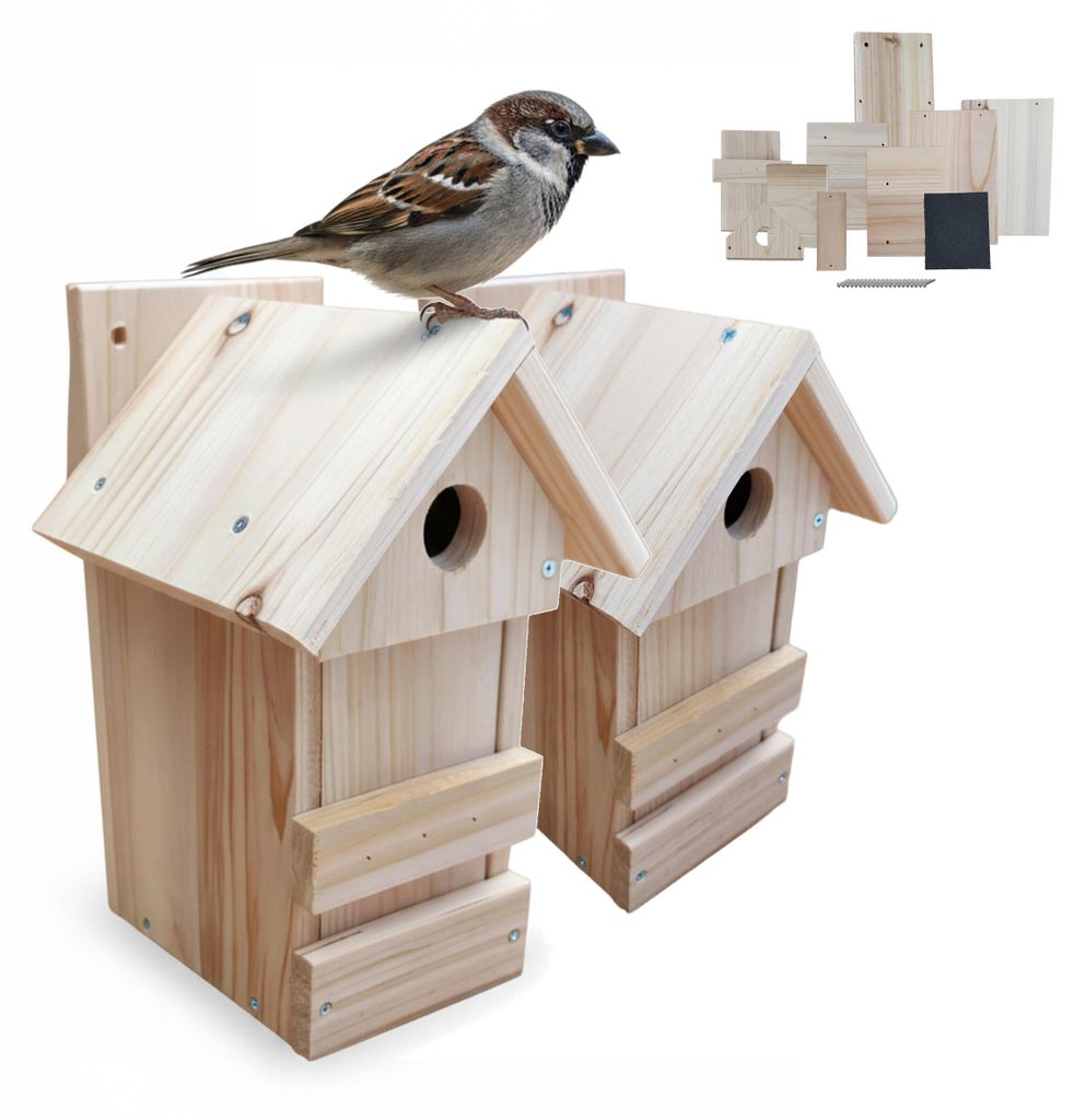 Relaxdays Nistkasten 2er Set, DIY-Bausatz, HBT: 25 x 16 x Produktbild 