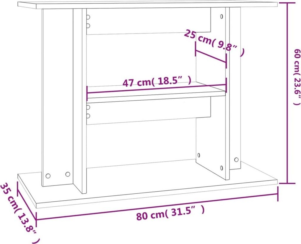 vidaXL Stojak pod akwarium dąb wędzony 80x35x60 cm materiał Zdjęcie produktu 2