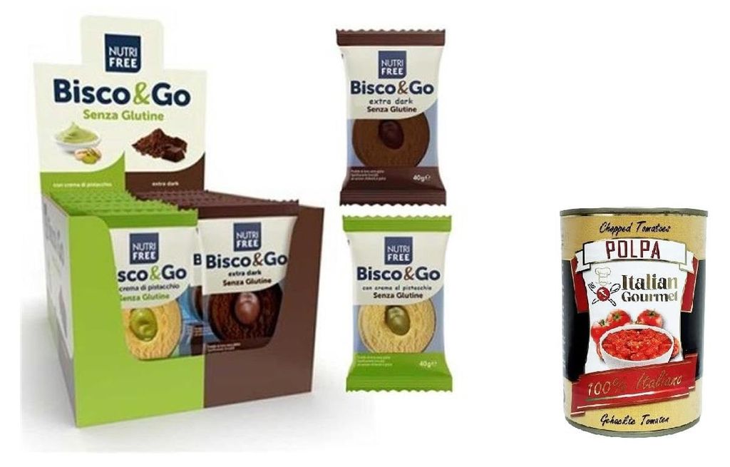 NutriFree Box Bisco&Go Biscotti senza glutine Pistacchio e Cioccolato extra Dark Glutenfreie Kekse mit Pistazien und extra dunkler Schokolade 640gr...