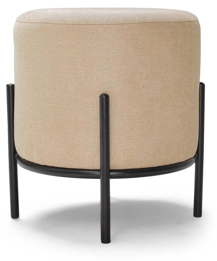 BONN LINEN Petit pouf rond en tissu - Repose-pieds design et élégant