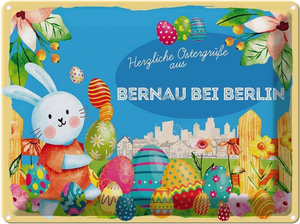 vianmo Blechschild 30x40 cm Ostern Ostergrüße BERNAU bei Produktbild 