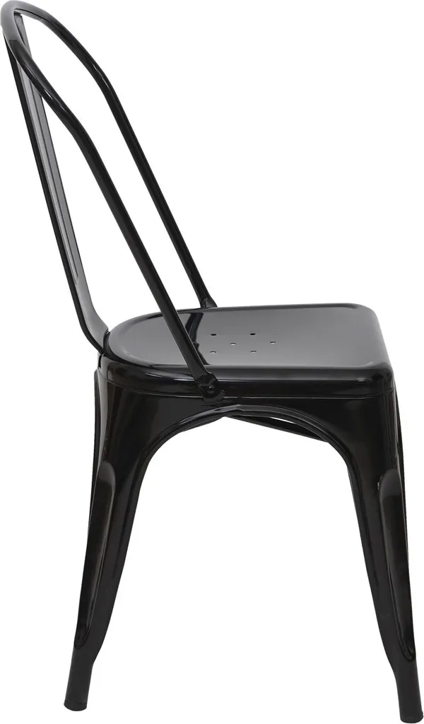 Set 2 Sedie Bistrot HWC-A73 Metallo Nero Industriale Impilabile - 5