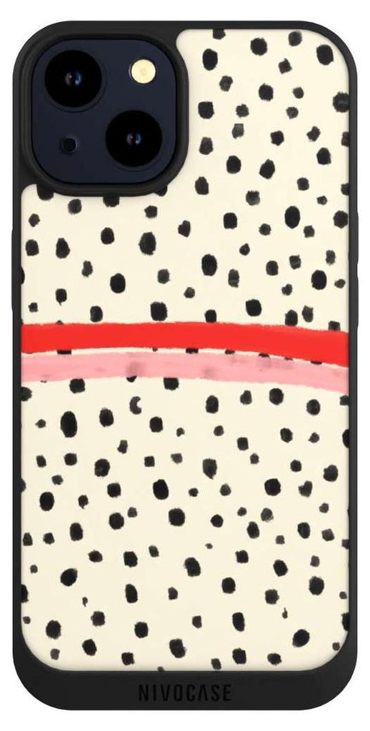 NIVOCASE Handyhülle für Apple iPhone 14 Hülle NIVOpure Case Schwarz Kunst Punkte Streifen