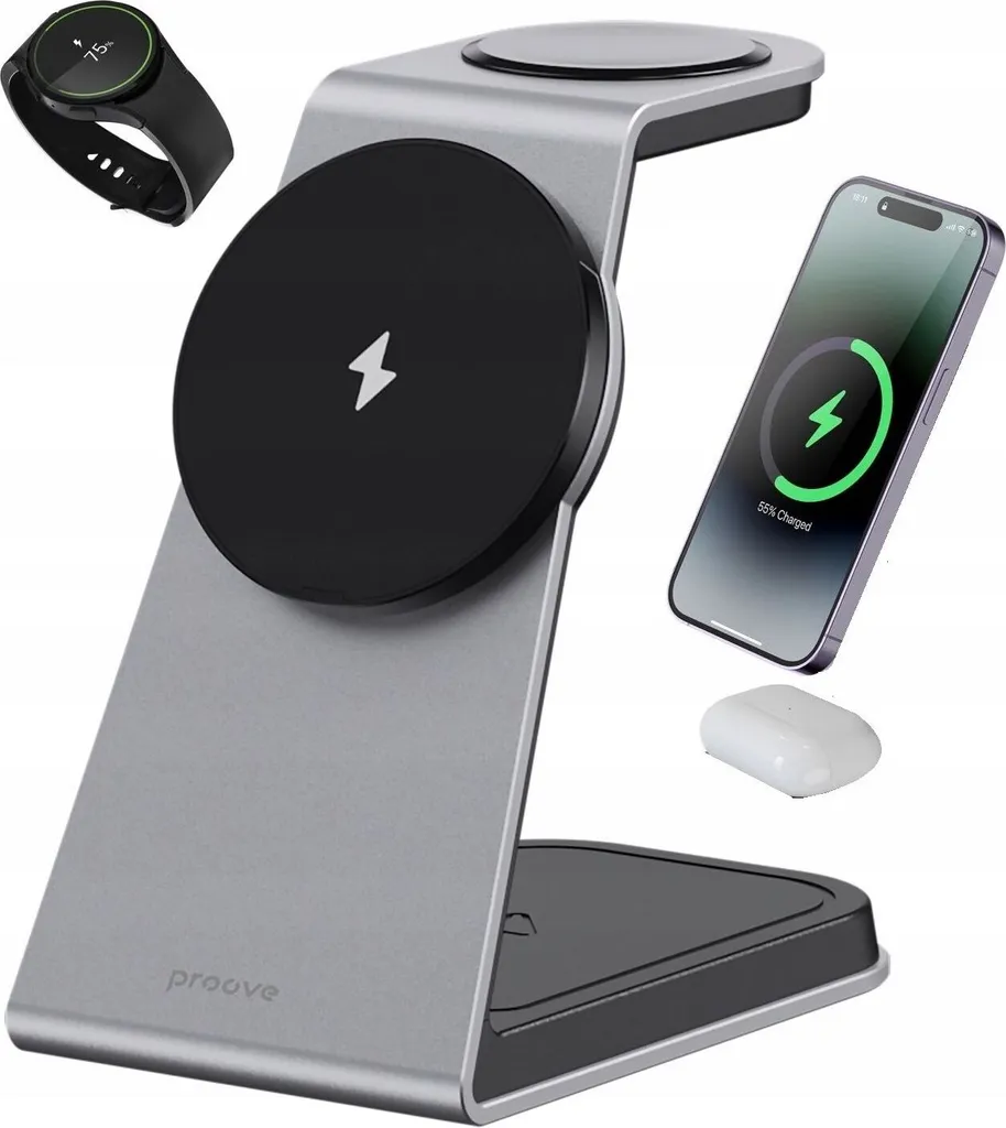 Station de charge induction 3-en-1 MagSafe Omni Power 15W Blanc Pur Luxe
