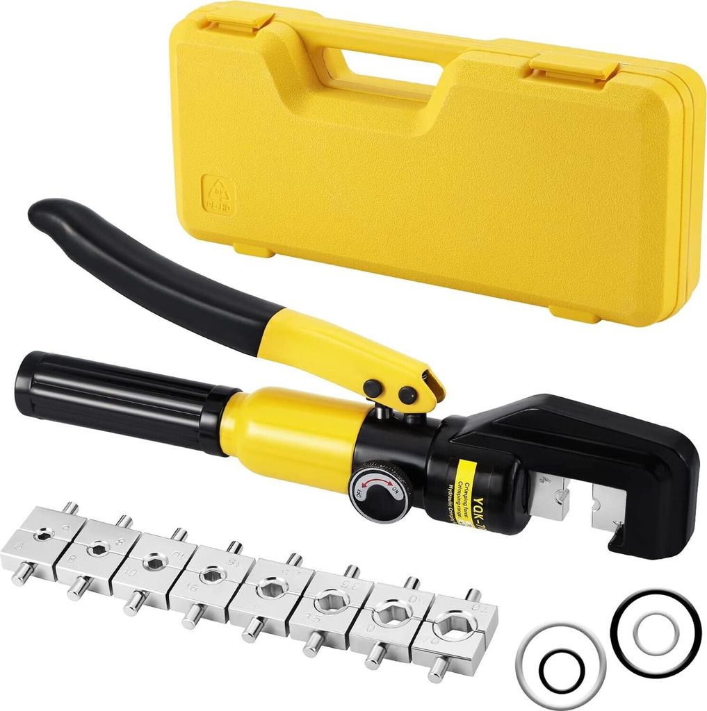 8T Hydraulische Presszange Crimpzange 4-70 mm² Kabelschuhzange Hydraulische Quetschzange für Kupfer-Aluminium Elektrische Kabelschuhe 9 Paar Matr...