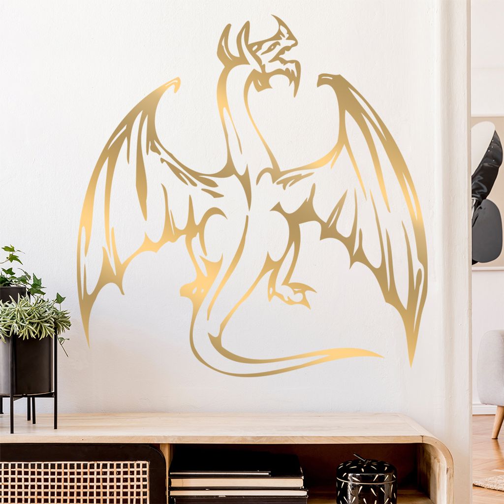 Mystischer Drachen Wandtattoo in 6 Größen - Wandaufkleber Wall Sticker - Dekoration, Küche, Wohnzimmer, Schlafzimmer, Badezimmer