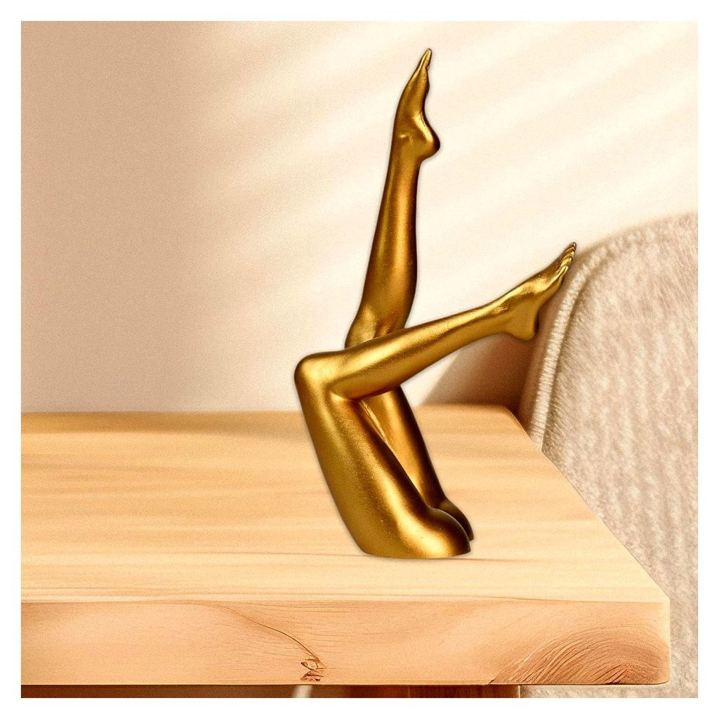 Weibliche Beine Skulptur Figurine Harz Dekorative Schreibtisch Ornament Büro Desktop Statue für Schrank Festivals Jahrestag Café, Gold