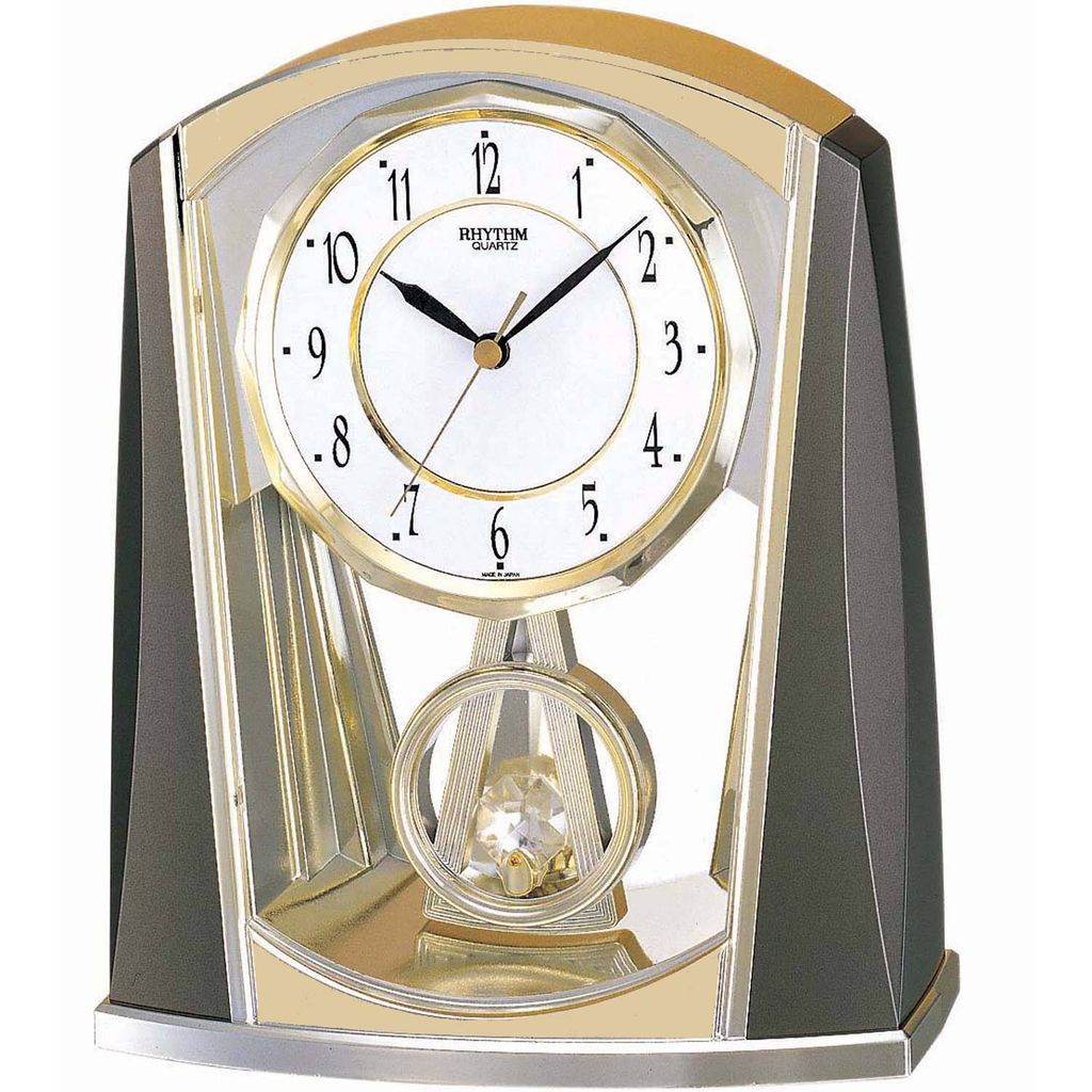 Rhythm 7772/9 Tischuhr Quarz mit Slow-Motion-Pendel, Produktbild 