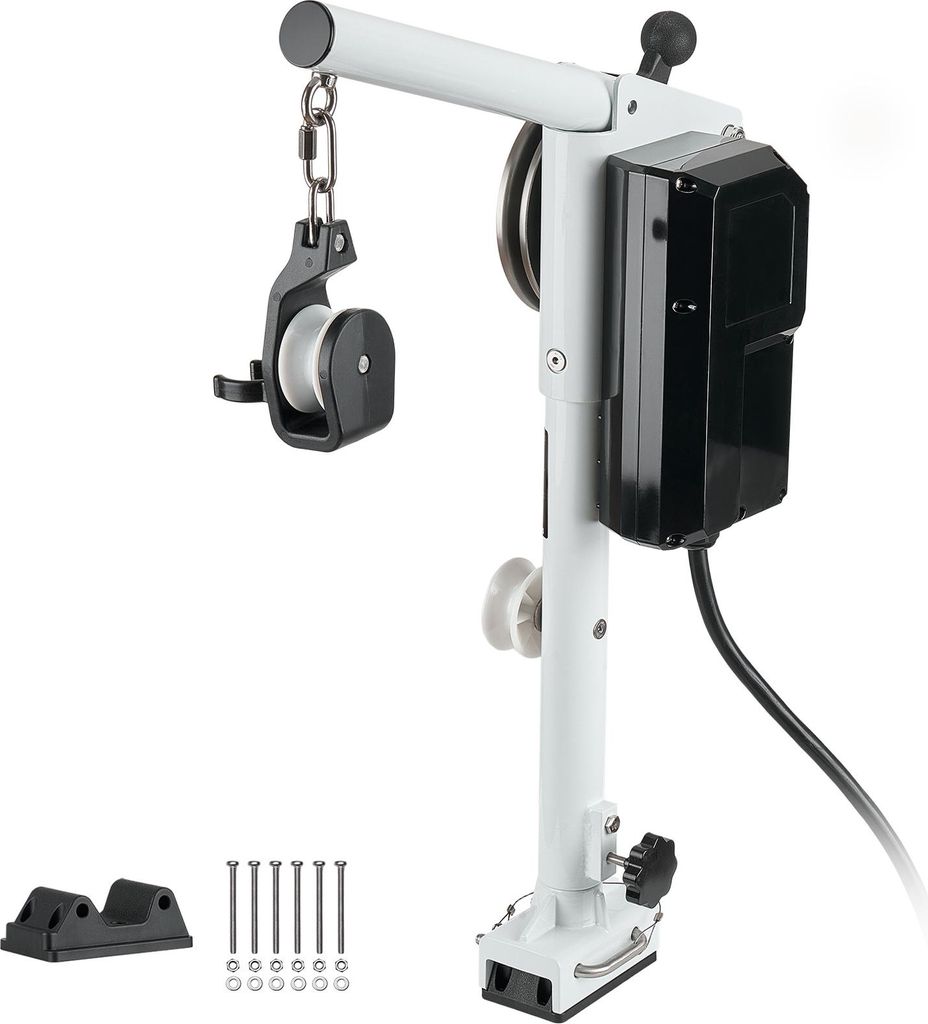 SucceBuy Elektrische Krabbenkorb-Hebevorrichtung, 12 V DC 1200 W, Seilwinde mit 90 kg Hubkapazität, Leitungsgeschwindigkeit von 35 m/min, 360° dr...