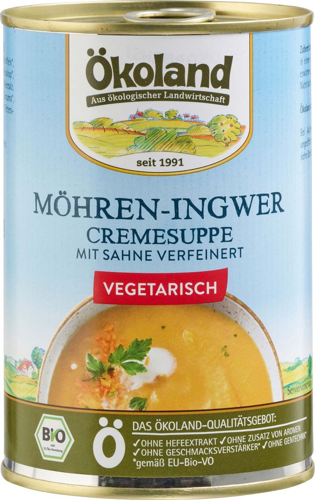 ÖKOLAND Möhren-Ingwer-Cremesuppe vegetarisch - 400g Produktbild 