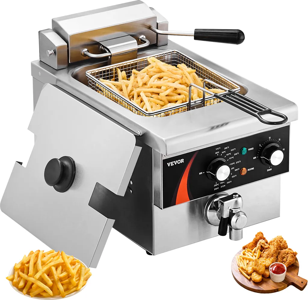 Friteuse 3000W avec Contrôle de Température et Minuterie - Inox Épais