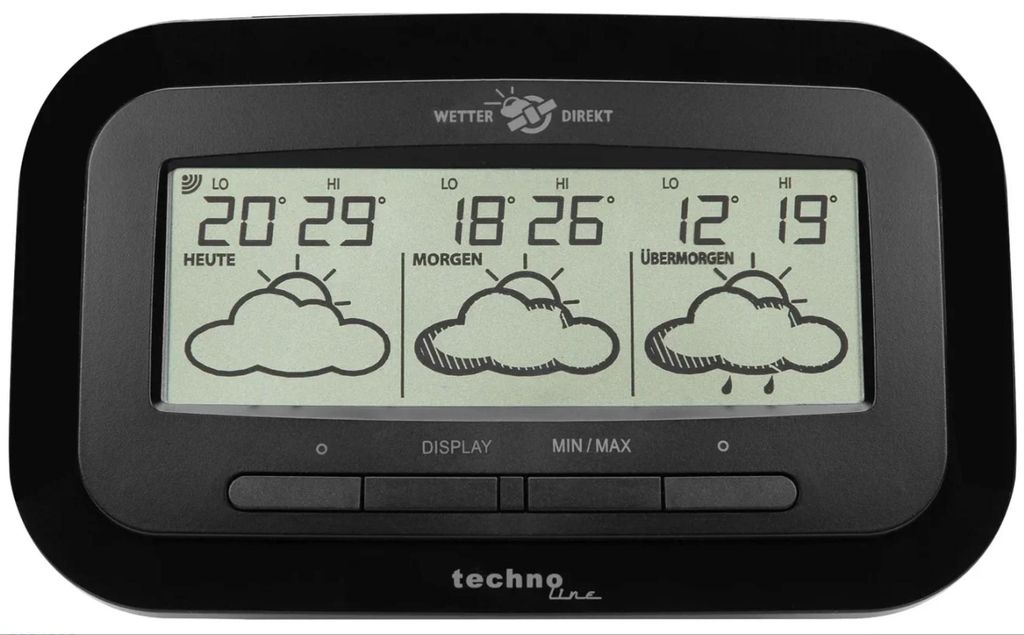 Technoline WD 1300, Čierna, Vnútorný teplomer, Vonkajší Obrázok produktu 