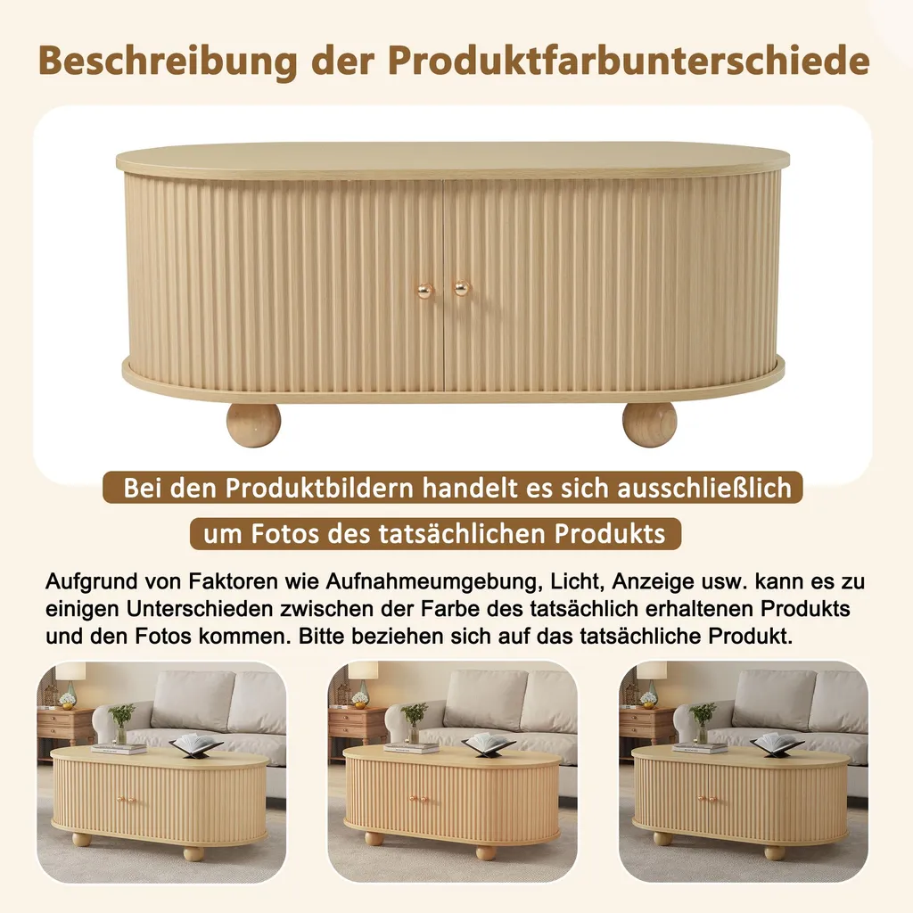 Table Basse Moderne en MDF Aspect Bois avec Espace de Stockage Fermé - 9
