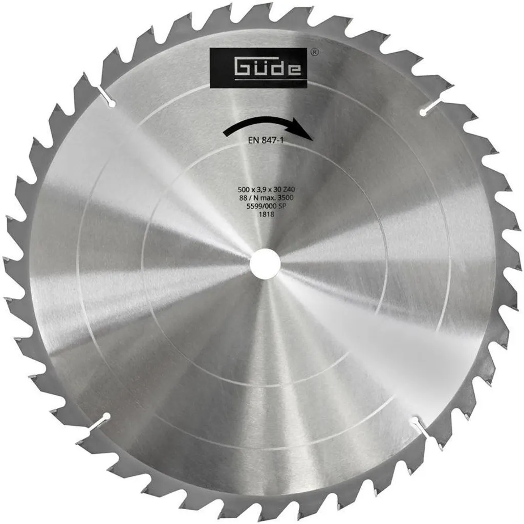 Disque de scie circulaire bois 500mm HM avec 40 dents et alésage 30mm