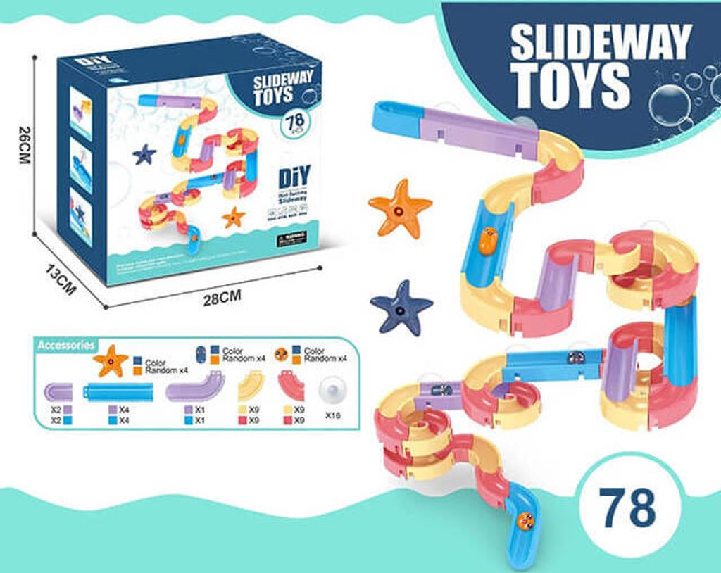 Slideway - Vodní skluzavka pro děti ve vaně 78 dílů Obrázek produktu 