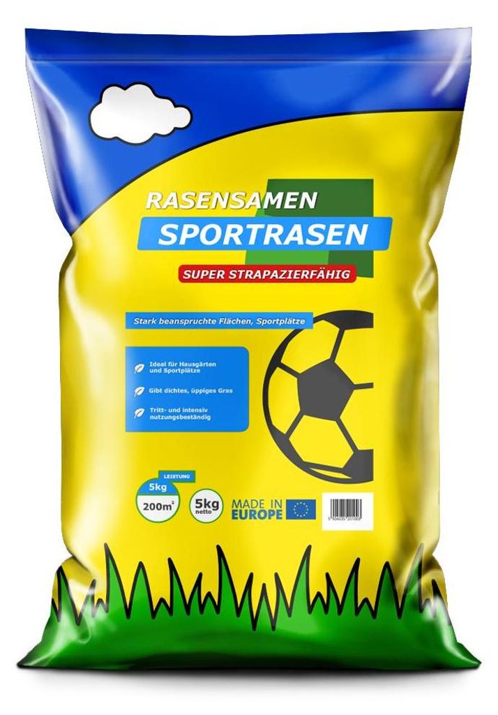 ARPON Sportrasen-Rasensamenmischung für Sportplätze & Fußballrasen, strapazierfähig, für Neu- und Nachsaat, 5 kg