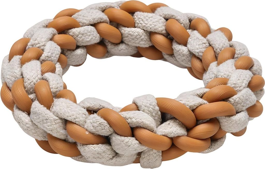 Beeztees Hundespielzeug Puppy Dental Seilring Mik aus TPR/Baumwolle beige/braun