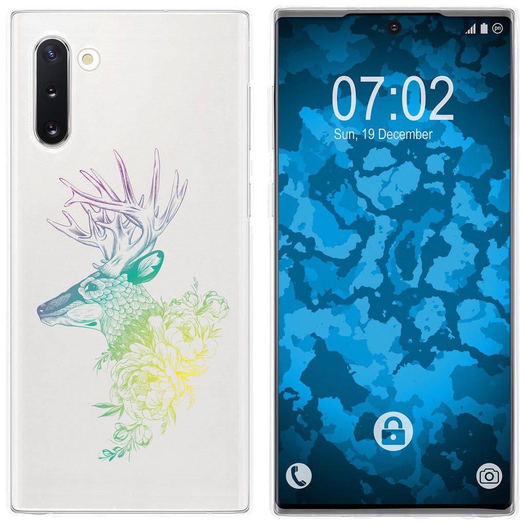 PhoneNatic Case kompatibel mit Samsung Galaxy Note 10 Silikon-Hülle Floral Hirsch M7-4