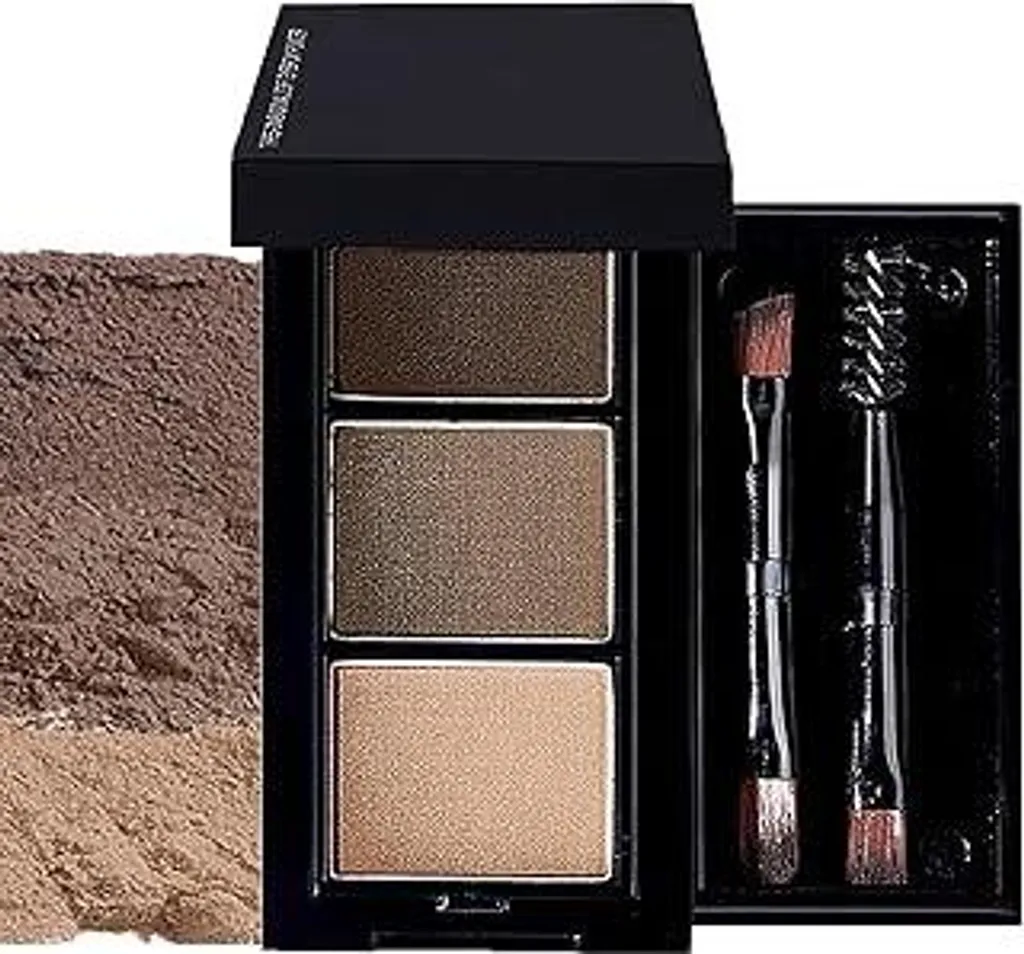 Set di polveri per sopracciglia, 3 colori di polvere per sopracciglia, polvere per sopracciglia resistente all'acqua e a prova di sbavature con pennellino, colore multiuso per sopracciglia dall'aspetto naturale per tutto il giorno, polvere fine