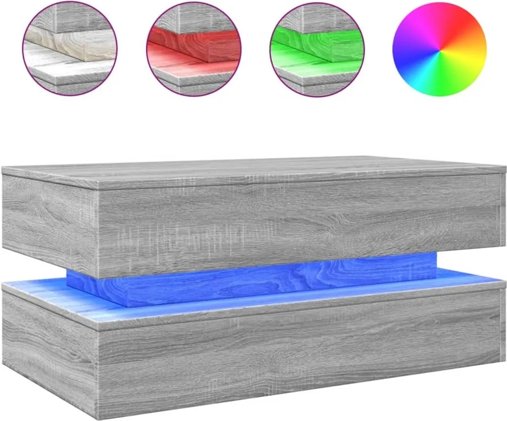 Tavolino LED Grigio Sonoma 90x50 | Il Mobile più Instagrammabile