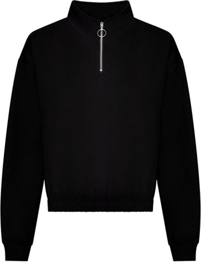 Just Hoods JH037 | WomenŽs Cropped 1/4 Zip Damen Sweatshirt - Farbe: Deep Black - Größe: M