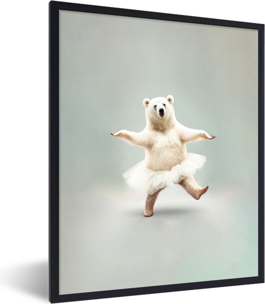 MuchoWow Gerahmtes Poster Eisbär - Tutu - Weiß - Porträt - Tiere 30x40 cm - Poster mit Schwarzem Bilderrahmen Wandposter Rahmen Foto Bilder - ...