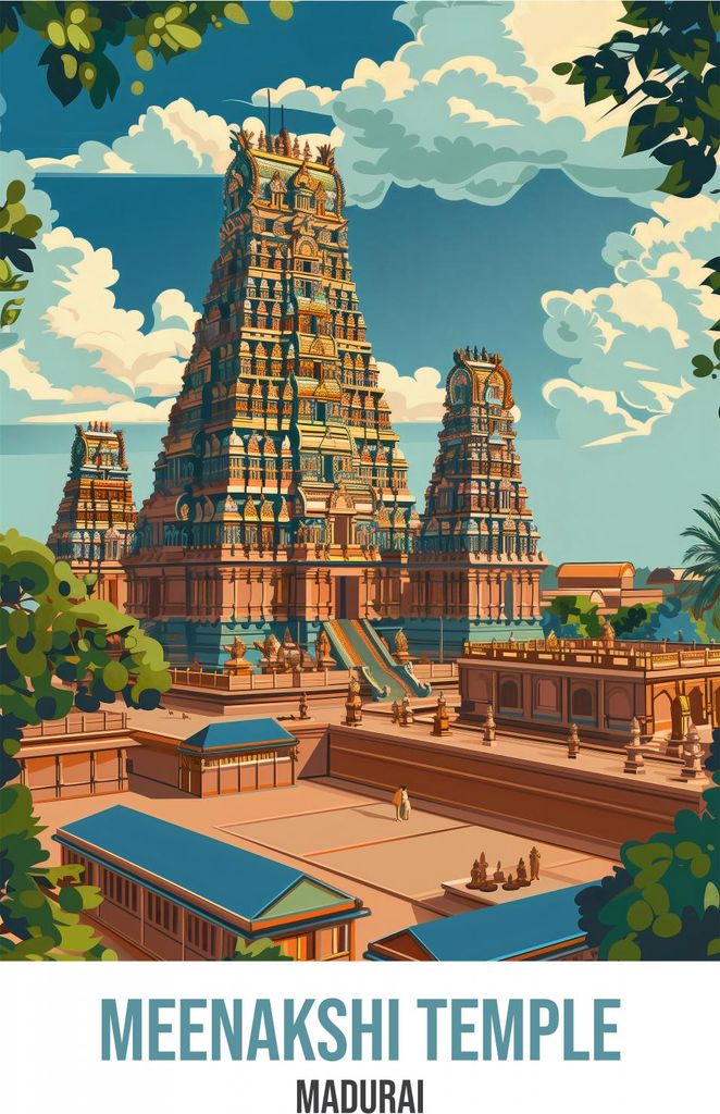 Plakat 68x101cm Meenakshi-Tempel, Madurai