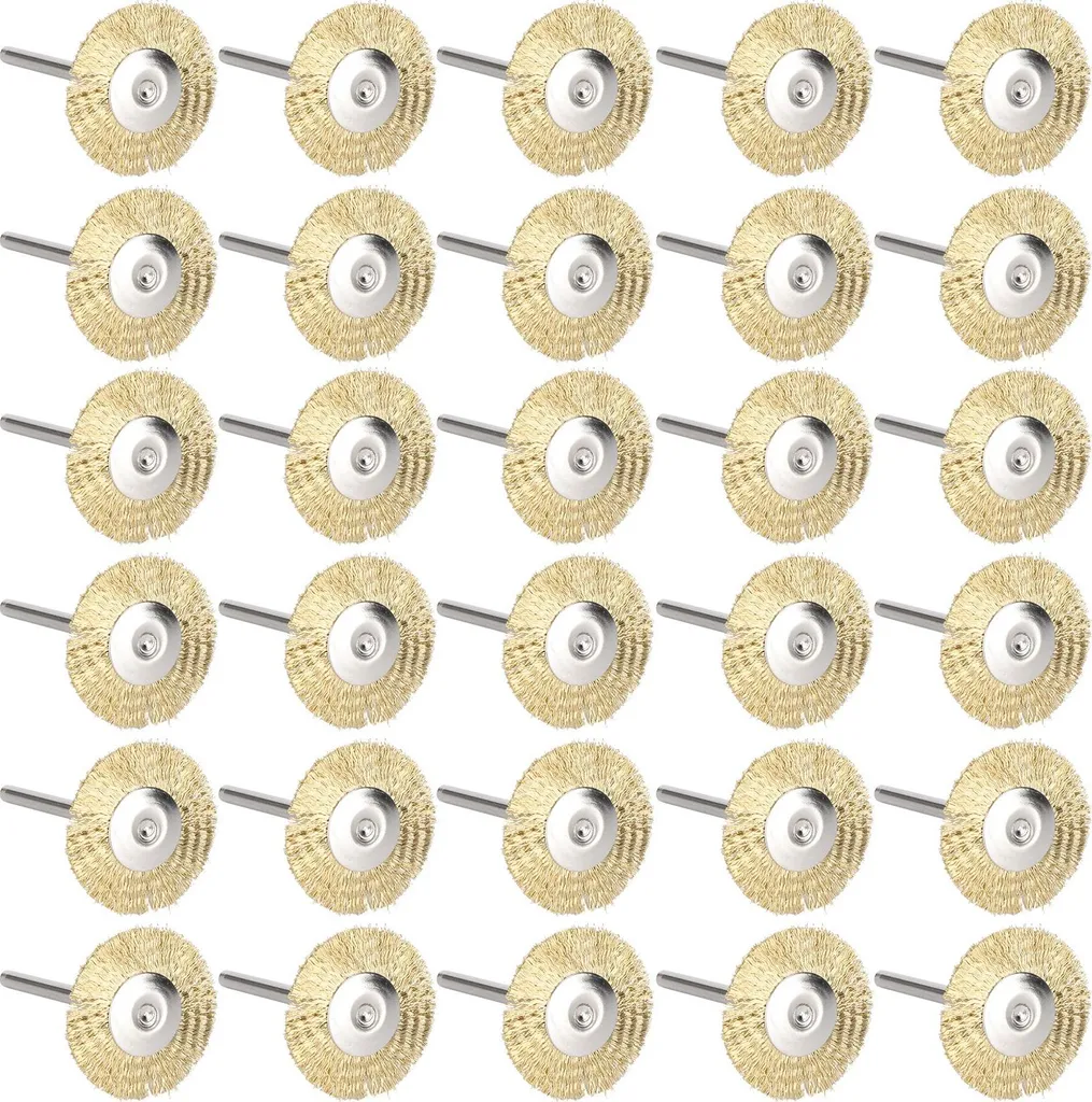 set di spazzole da 30 pezzi, mini spazzole piatte in filo d'ottone, per la rimozione di ruggine e vernice