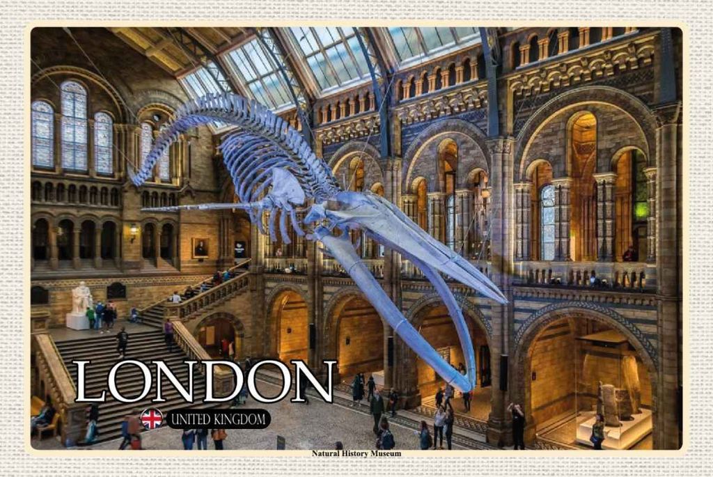 vianmo Holzschild 20x30 cm London Natural History Museum Bildmotiv Reisemotiv Abenteuer Reisen