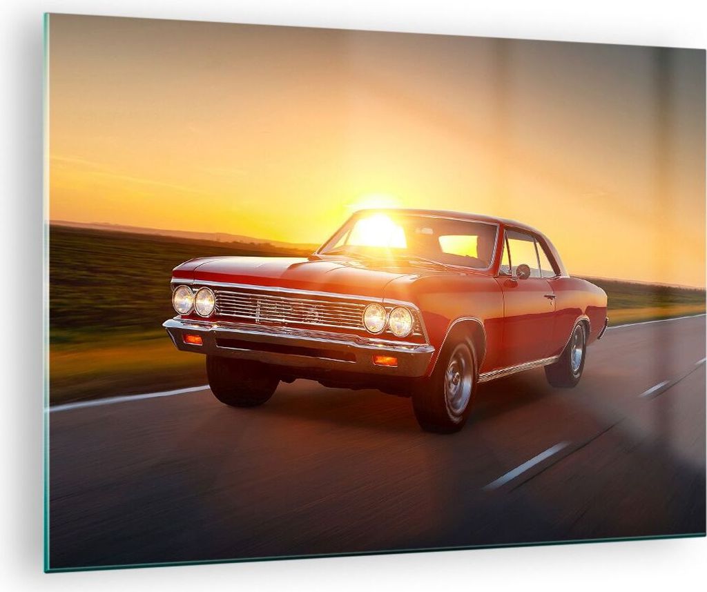 Bilder auf glas - Auto Straße - 70x50cm - Glasbilder - Wandbilder - Bilder - Kunstdruck - zum Aufhängen bereit - Wanddekoration aus Glas - Glas B...
