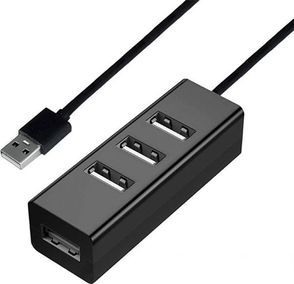 INF Schwarzer 4-Port USB 3.0 Hub mit 150cm Kabel - Schnelle Datenübertragung