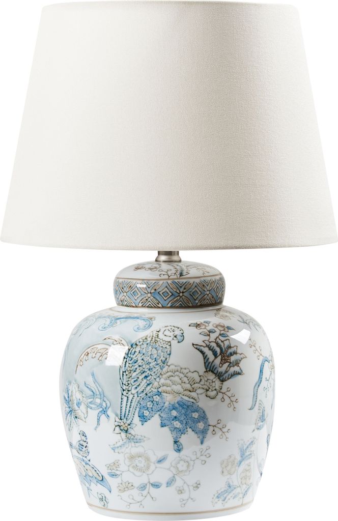 BELIANI Stolná lampa biela a modrá porcelánový podstavec so Obrázok produktu 