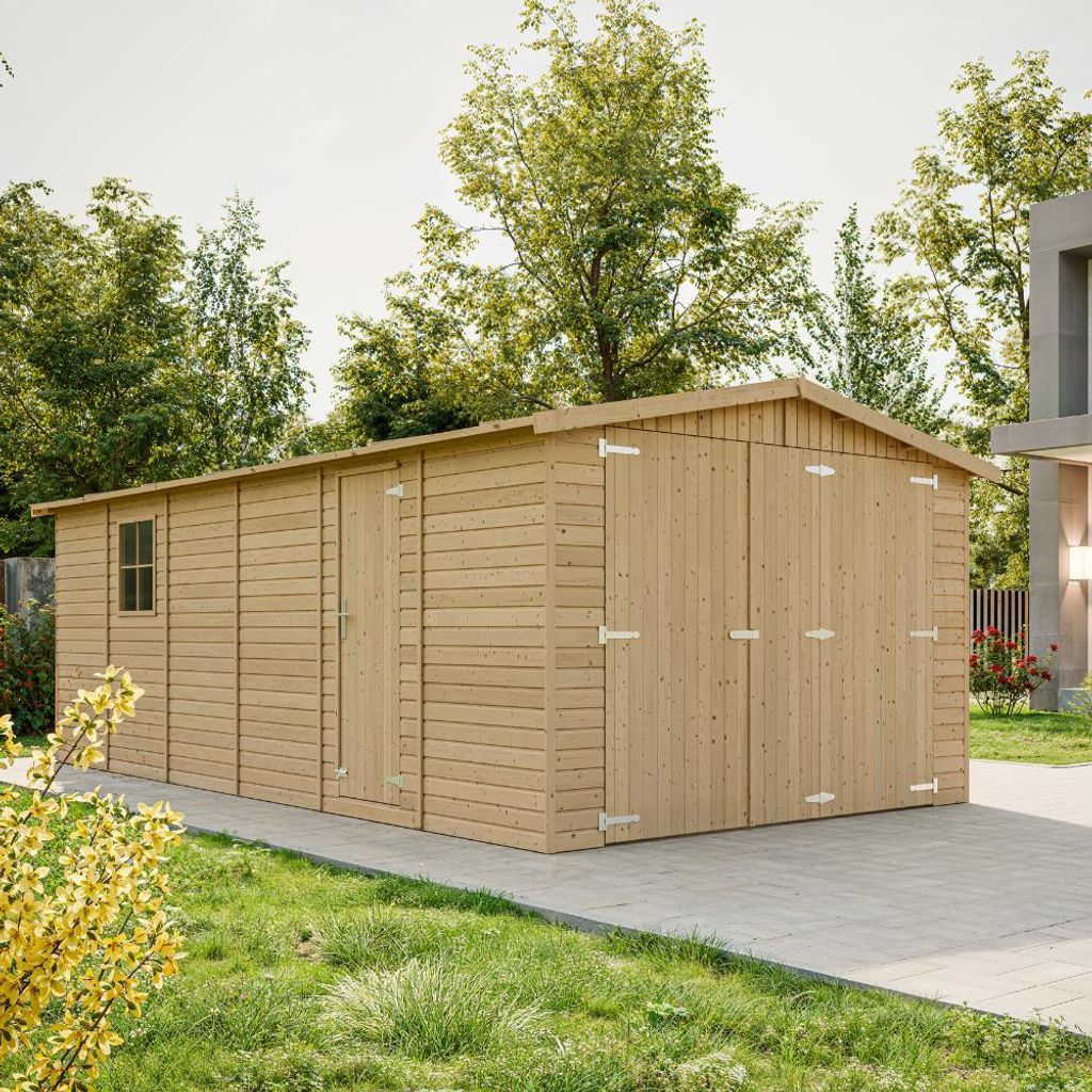 Holzgarage 18 m² − Abstellraum mit Fenstern − Produktbild 