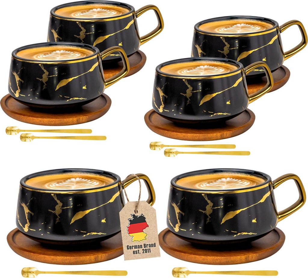 Intirilife 6x tazza in Vetroceramica con design in marmo Immagine del prodotto 