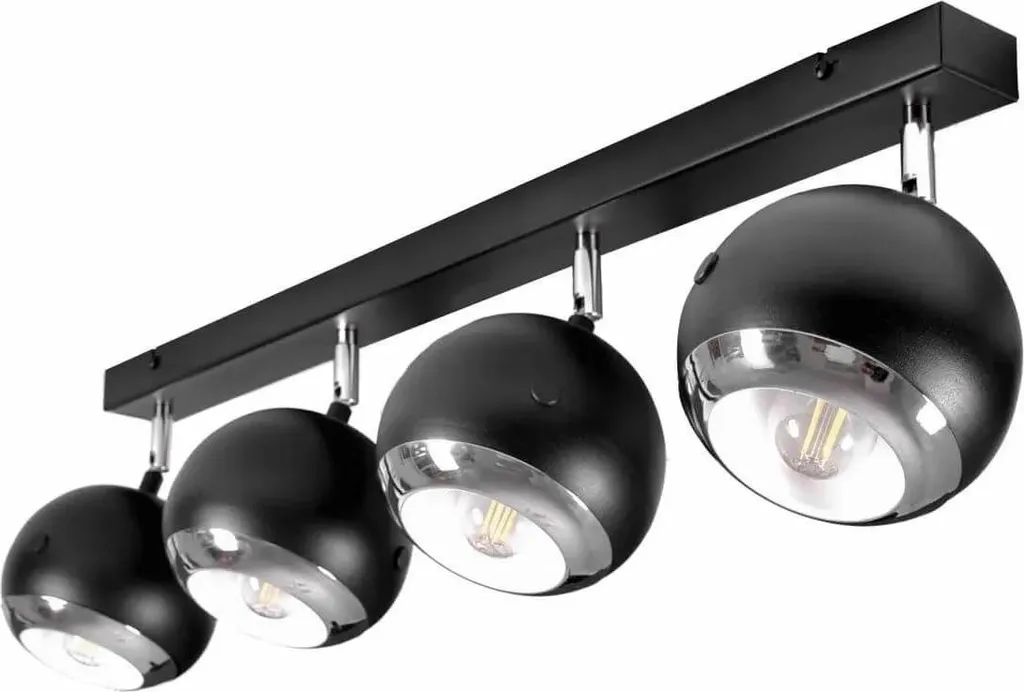 Plafonnier de Cuisine à 4 Spots Orientables OLAF 4 Noir et LED E14