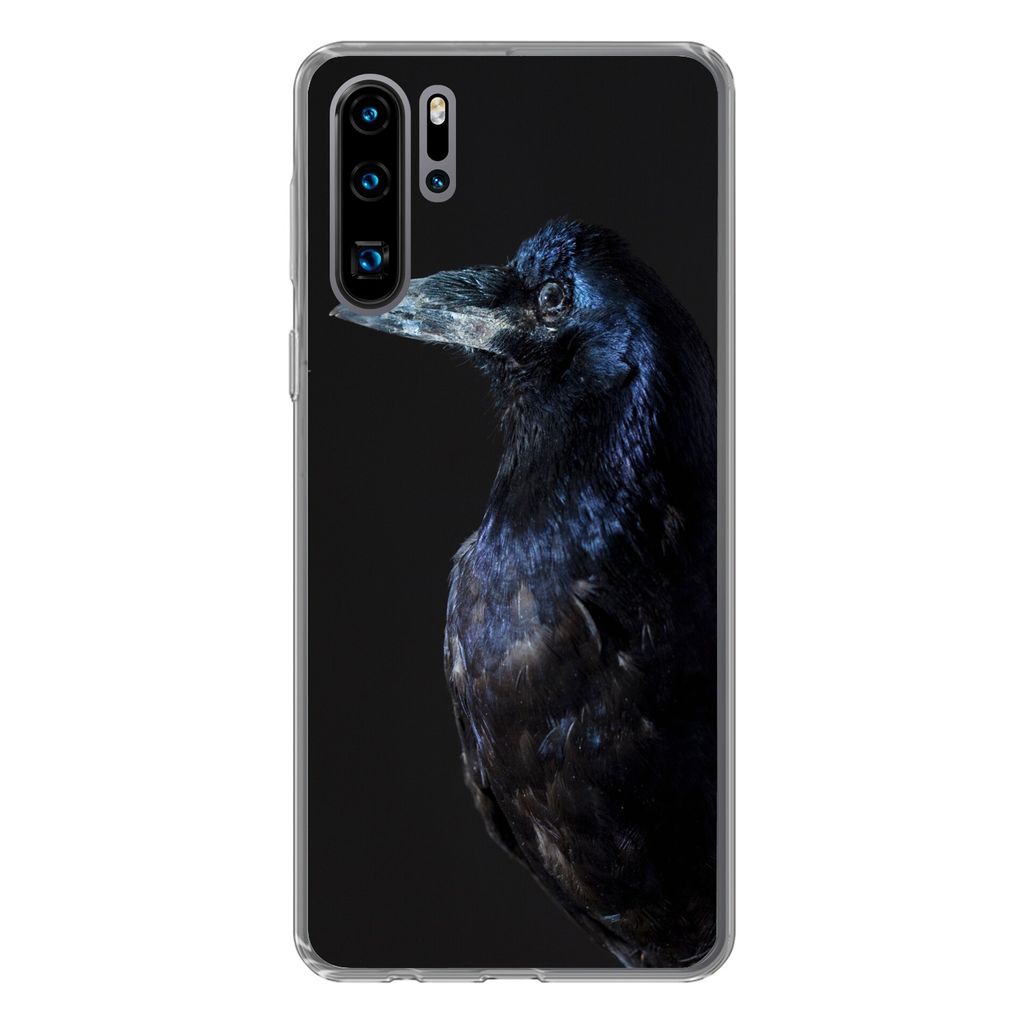 MuchoWow Handyhülle Schutzhülle Hülle für Huawei P30 Pro Vogel - Tiere - Schwarz Silikon Softcase Handy Hülle - Schutzdeckel