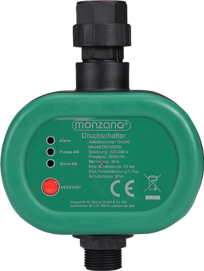 MONZANA® Druckwächter Druckschalter mit Kabel 10 Bar Produktbild 2